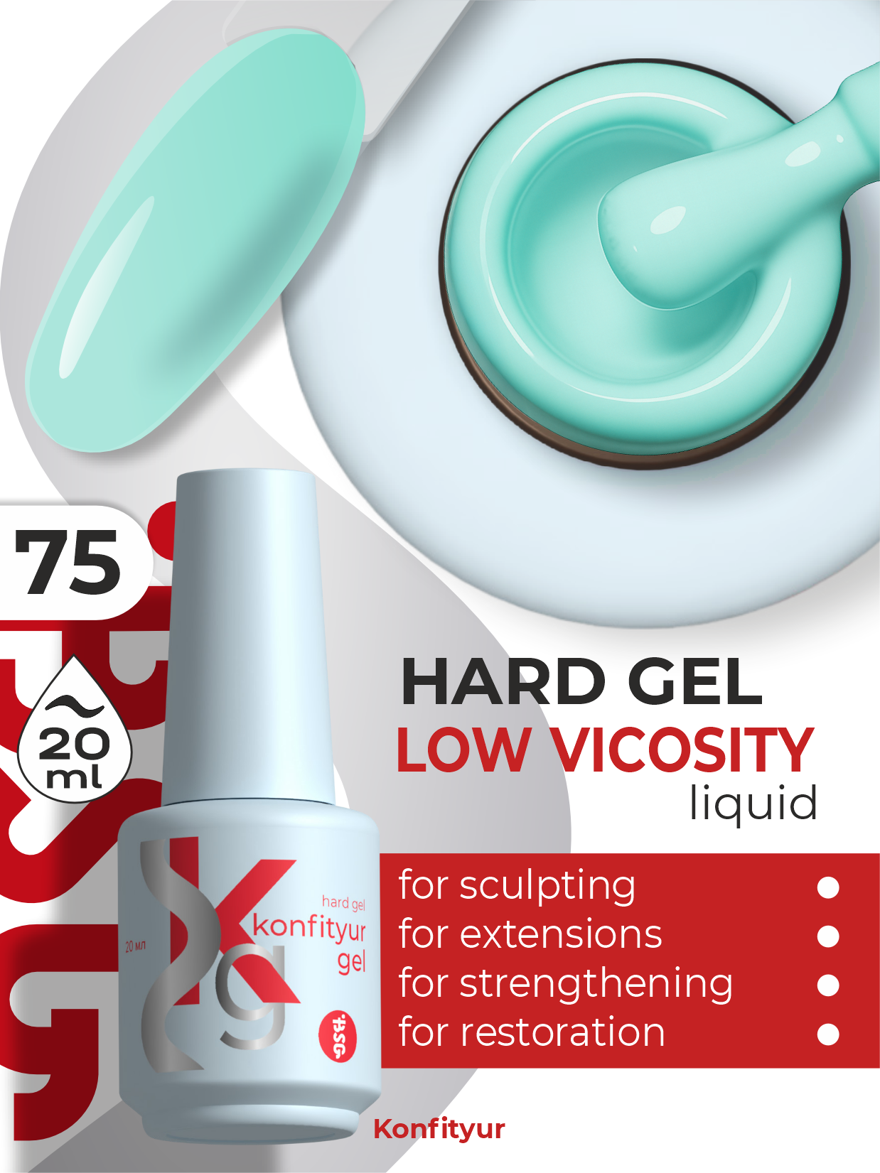Hard gel in a bottle Konfityur LOW VISCOSITY 20 ml 75 Cbut