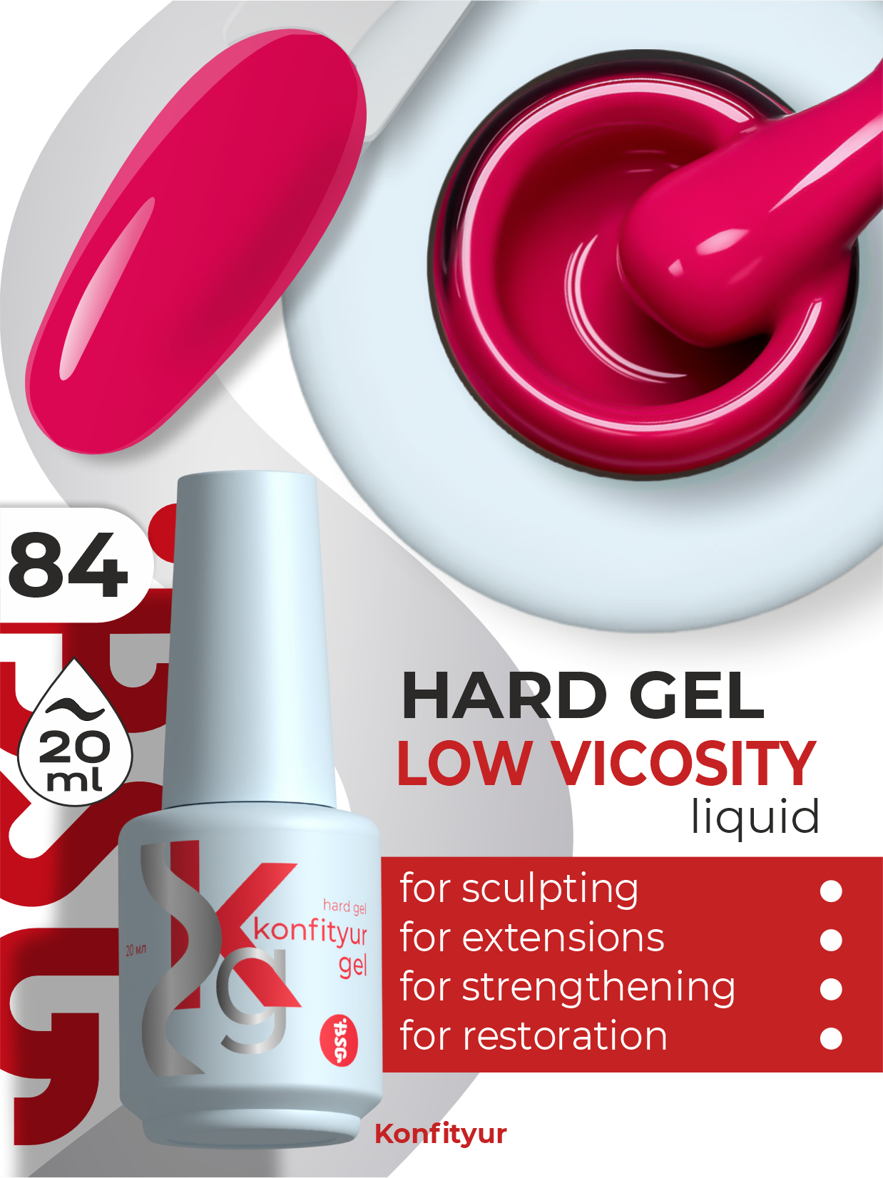 Hard gel in a bottle Konfityur LOW VISCOSITY 20 ml 84 Cbut
