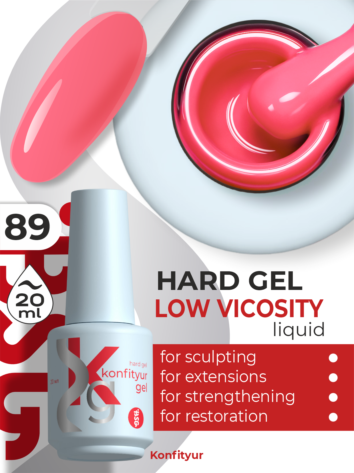 Hard gel in a bottle Konfityur LOW VISCOSITY 20 ml 89 Cbut