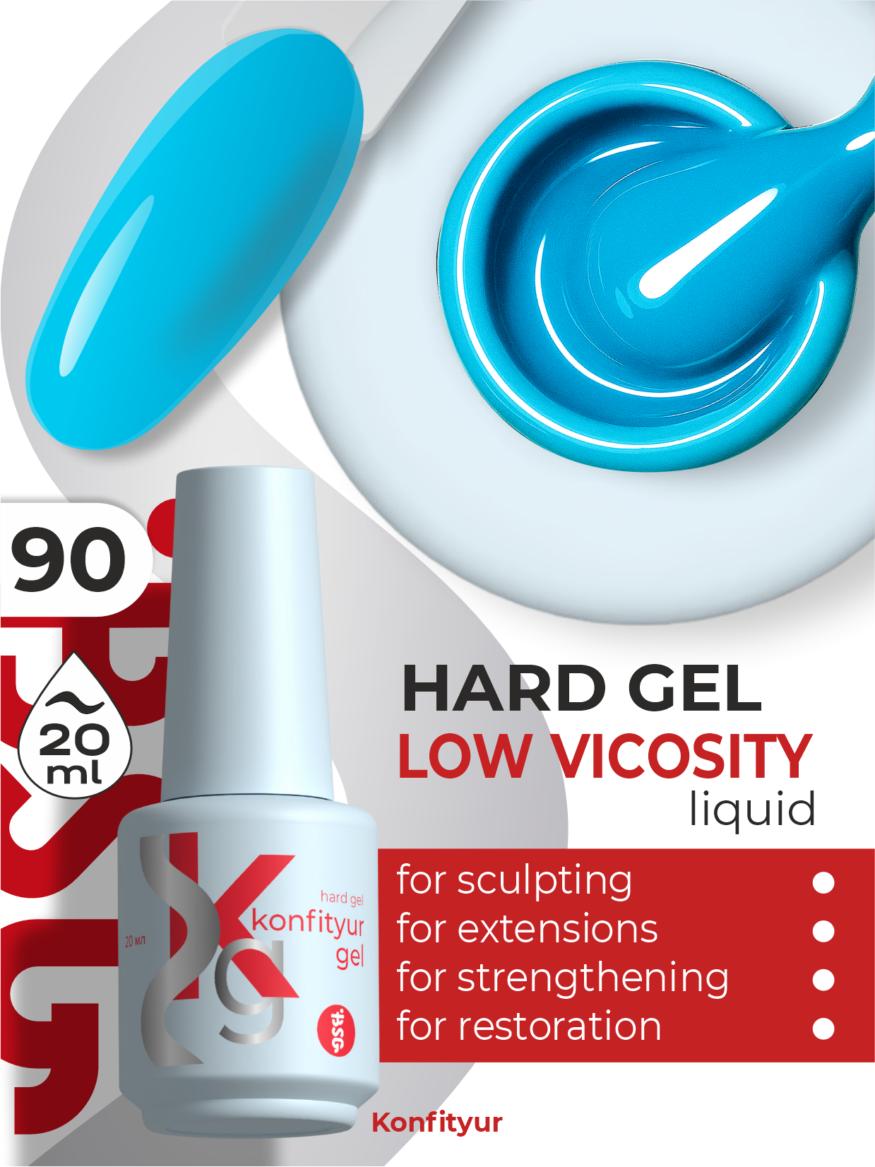 Hard gel in a bottle Konfityur LOW VISCOSITY 20 ml 90 Cbut