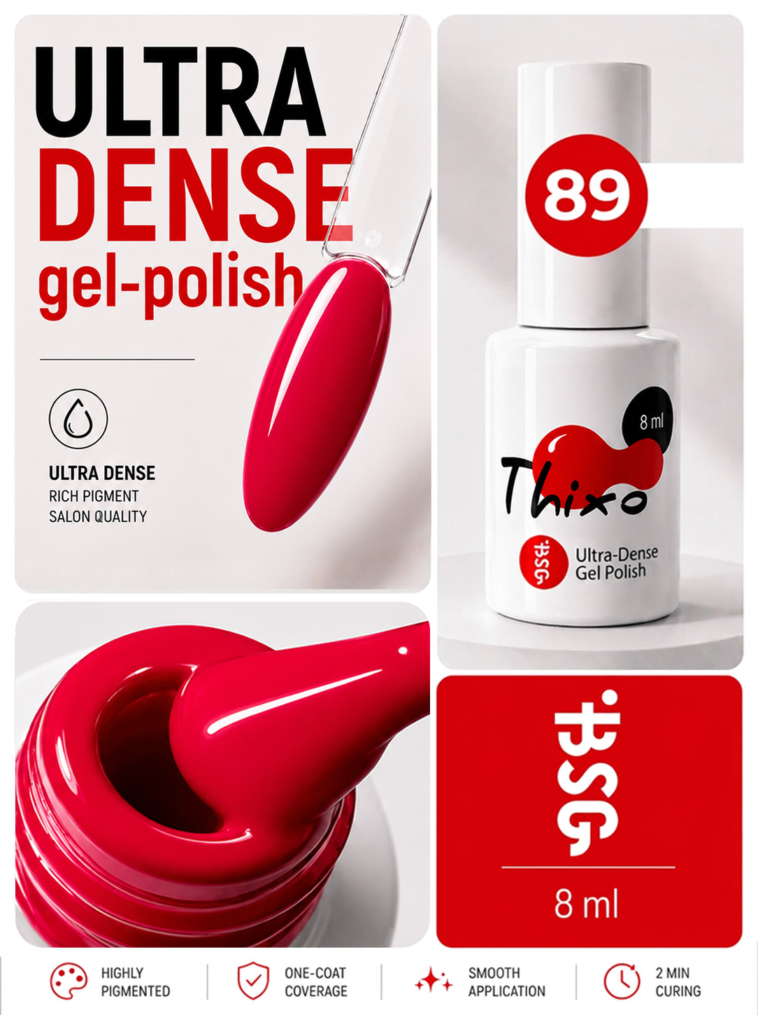 Ultra-Dense Gel Polish Thixo 8 ml 89 Raspberry Red